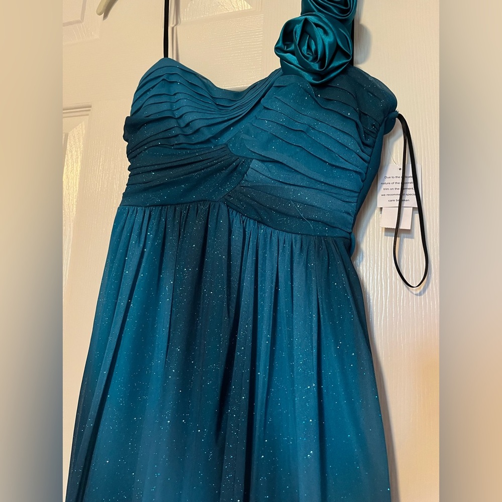 Teal/turquoise one shoulder dress